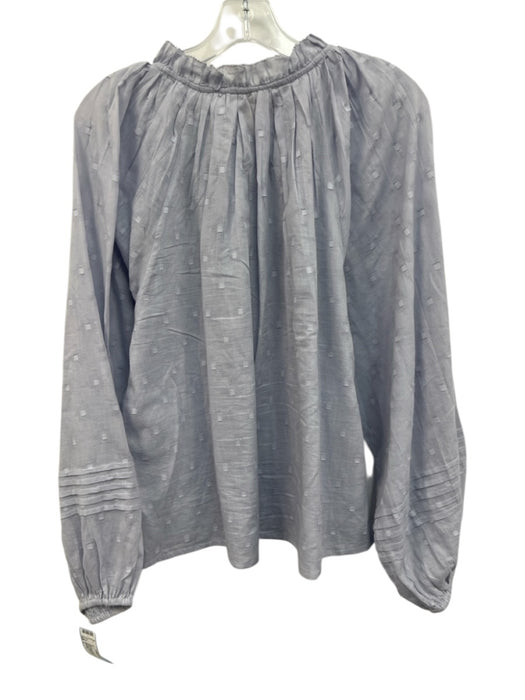 Cleobella Size L Light Blue Cotton Clipped Dots Long Sleeve Button Front Top Light Blue / L