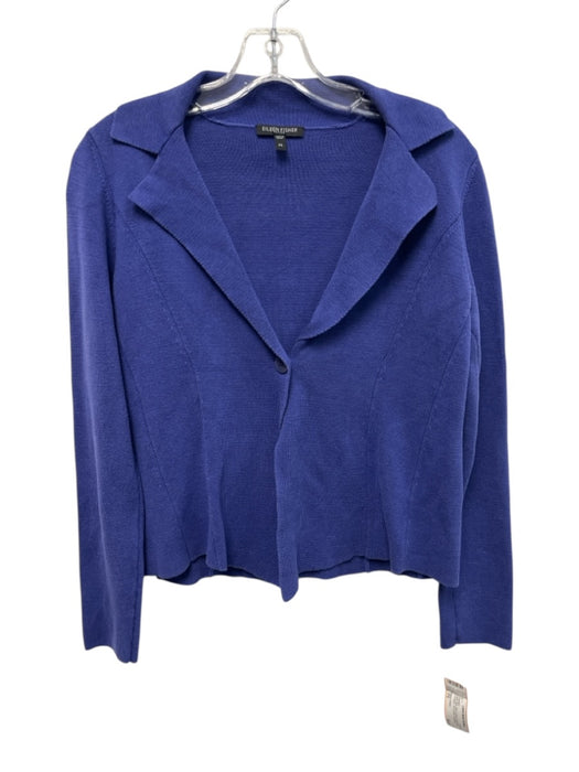 Eileen Fisher Size PS Dark Blue Silk & Cotton Long Sleeve Cardigan Sweater Dark Blue / PS