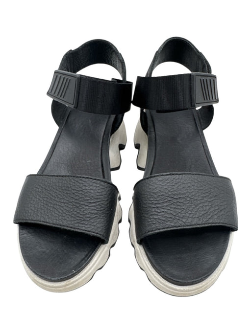 Sorel Shoe Size 6 Black Leather Velcro Strap Open Toe Sandals Black / 6