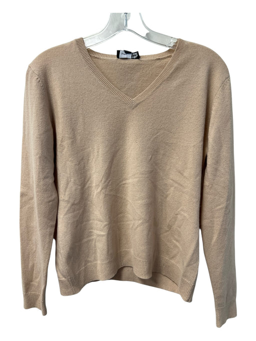 Saks Fifth Ave Size Small Beige Cashmere Long Sleeve V Neck pull over Sweater Beige / Small