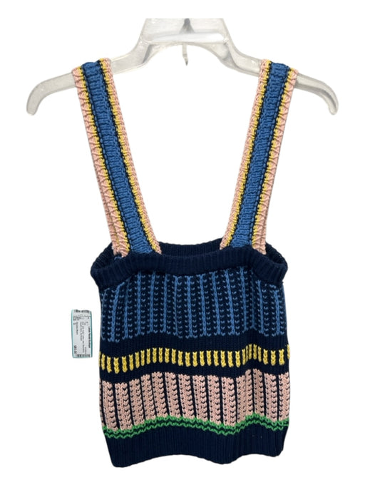 Veronica Beard Size S blue, pink, multi Cotton Knit Sleeveless Square Neck Top blue, pink, multi / S