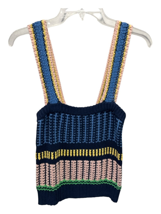 Veronica Beard Size S blue, pink, multi Cotton Knit Sleeveless Square Neck Top blue, pink, multi / S