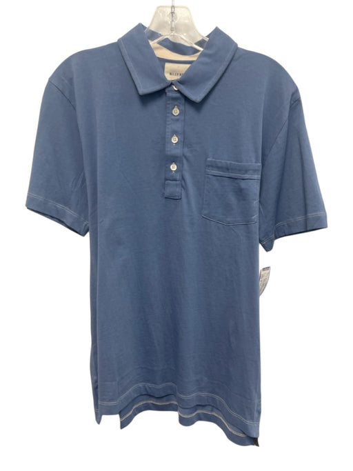 Billy Reid NWT Size L Light blue Cotton Solid Polo Men's Short Sleeve Light blue / L