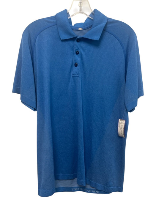 Lululemon Size Est L Blue Synthetic Heathered Athletic Polo Men's Short Sleeve Blue / Est L