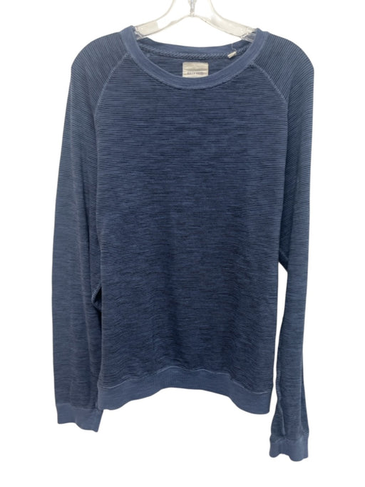 Billy Reid Size L Blue Cotton Striped Crew Neck Sweatshirt Long Sleeve Shirt Blue / L