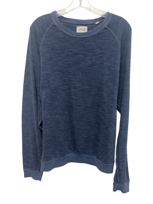 Billy Reid Size L Blue Cotton Striped Crew Neck Sweatshirt Long Sleeve Shirt Blue / L