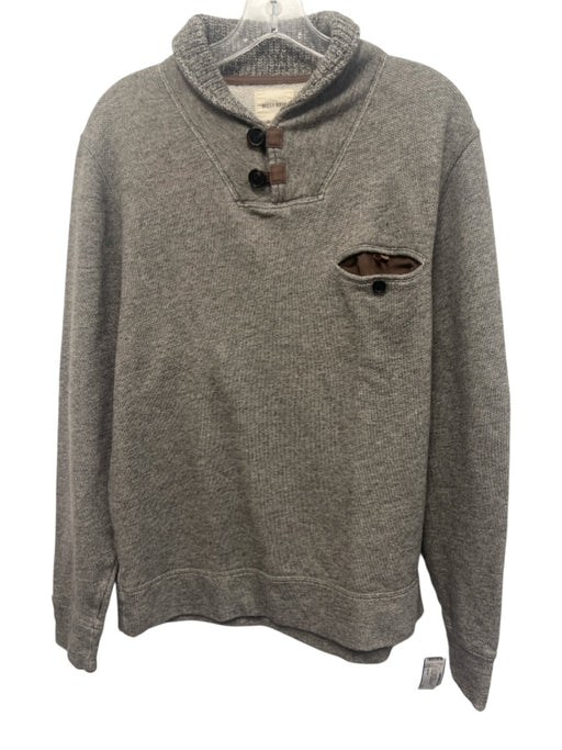 Billy Reid Size L Gray Cotton Solid Shawl collar Sweatshirt Long Sleeve Shirt Gray / L