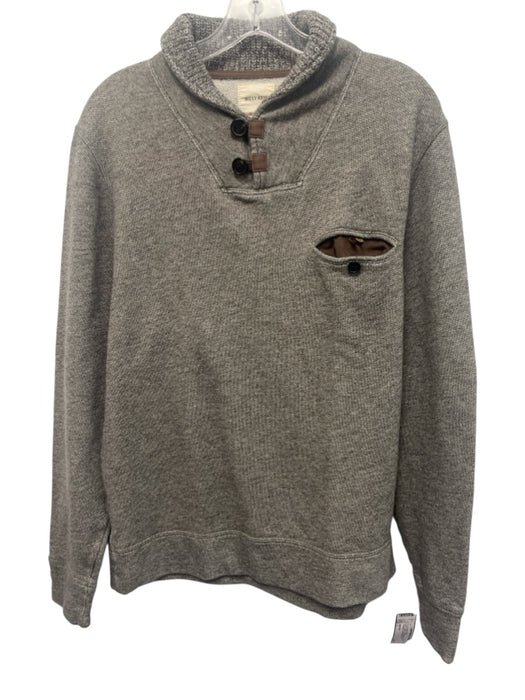 Billy Reid Size L Gray Cotton Solid Shawl collar Sweatshirt Long Sleeve Shirt Gray / L