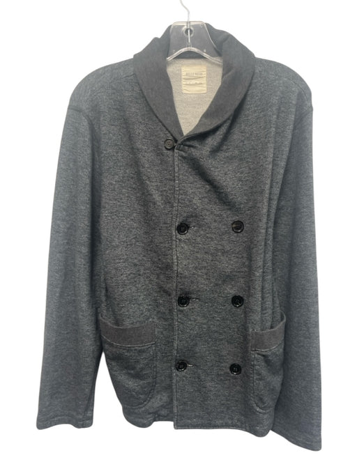 Billy Reid Size M Dark Gray Cotton Blend Solid Double Breasted Long Sleeve Shirt Dark Gray / M