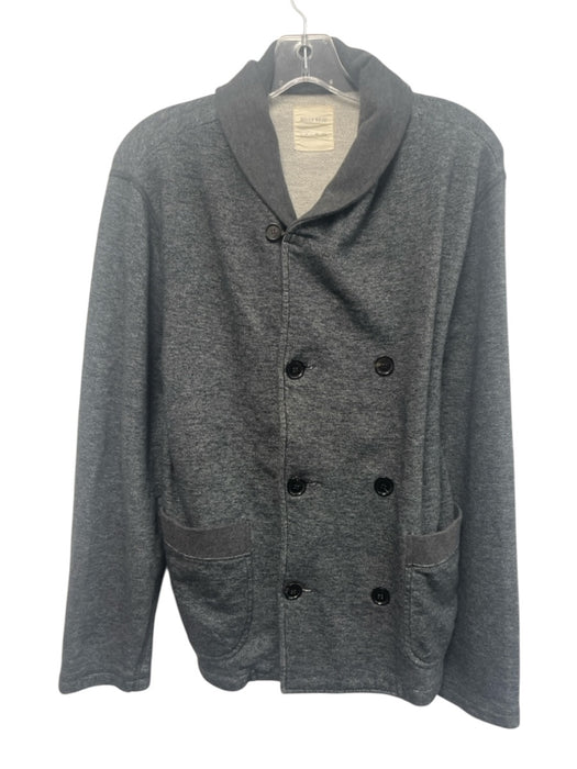 Billy Reid Size M Dark Gray Cotton Blend Solid Double Breasted Long Sleeve Shirt Dark Gray / M