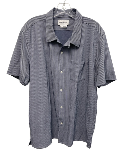 Ministry of Supply Size XL Blue & Gray Synthetic Striped Button Up Short Sleeve Blue & Gray / XL