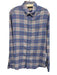 Faherty Size L Blue Cotton Blend Plaid Button Down Flannel Long Sleeve Shirt Blue / L