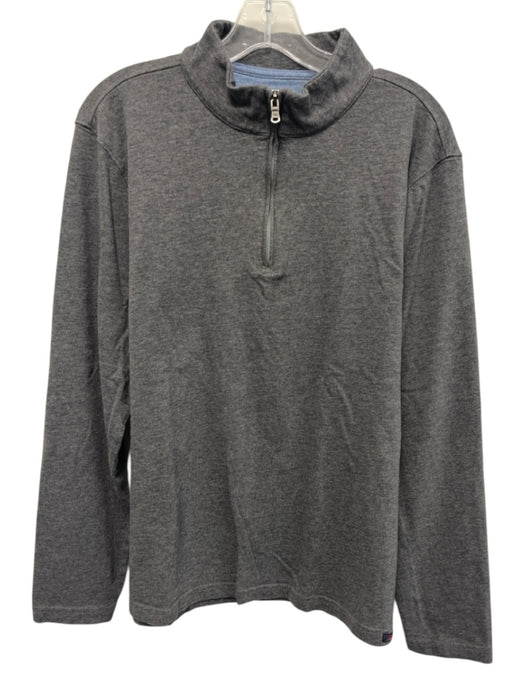Faherty Size L Dark Gray Cotton Blend Solid Quarter Zip Men's Long Sleeve Shirt Dark Gray / L