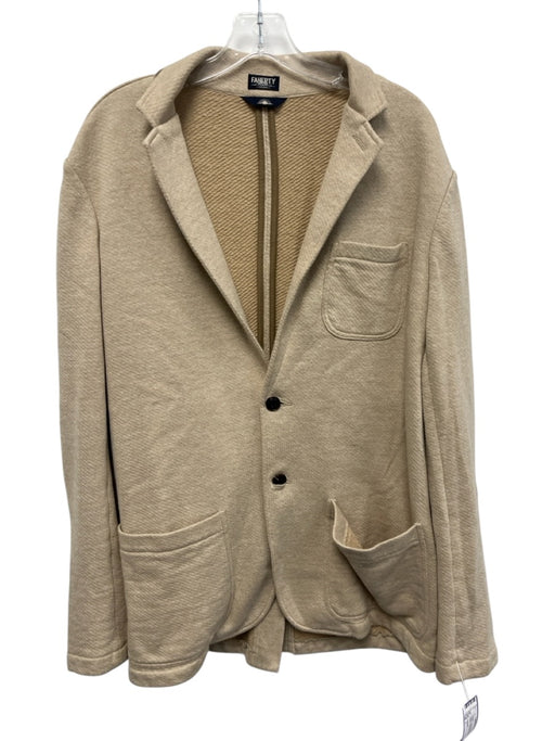Faherty Size L Beige Cotton Blend Solid Sweatshirt Blazer Men's Jacket Beige / L