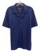Christian Lacroix Size L Blue Cotton Blend Ribbed Button Up Men's Short Sleeve Blue / L