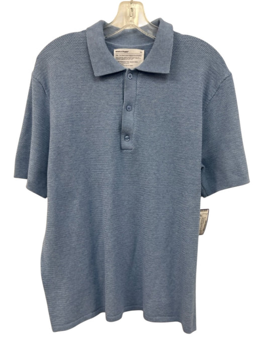Ministry of Supply Size XXL Light blue Cotton Blend Knit Polo Men's Short Sleeve Light blue / XXL