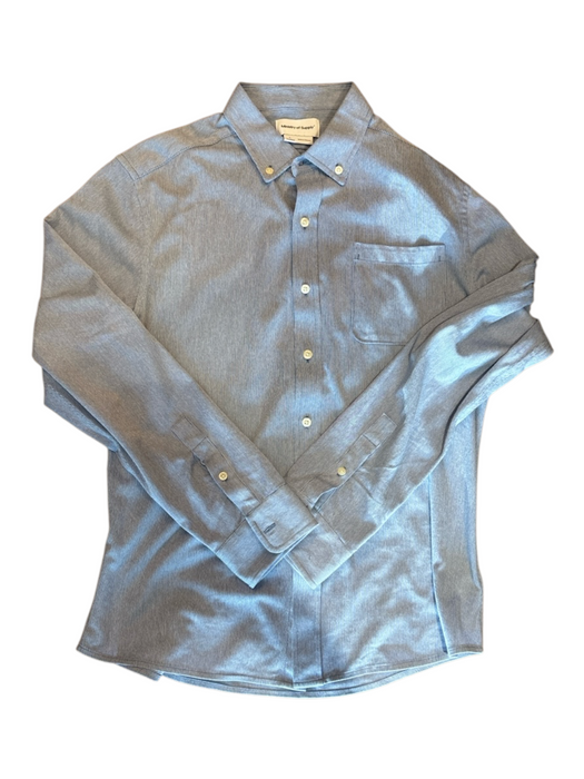 Ministry of Supply Size L Blue Synthetic Striped Button Up Long Sleeve Shirt Blue / L