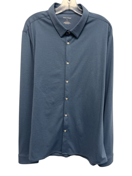 Ministry of Supply Size XL Blue Synthetic Solid Button Up Long Sleeve Shirt Blue / XL