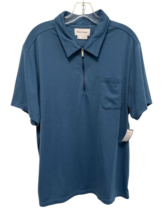 Ministry of Supply Size XL Blue Cotton Blend Solid Polo Men's Short Sleeve Blue / XL