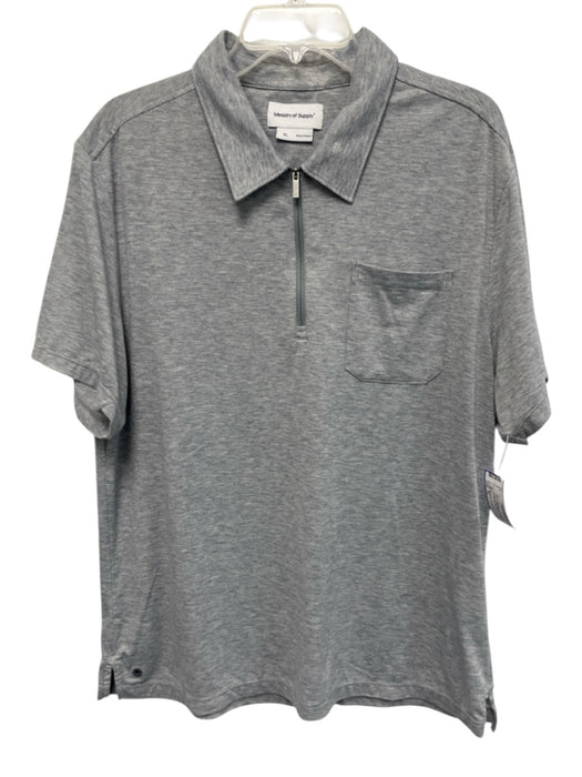 Ministry of Supply Size XL Gray Cotton Blend Heathered Polo Men's Short Sleeve Gray / XL