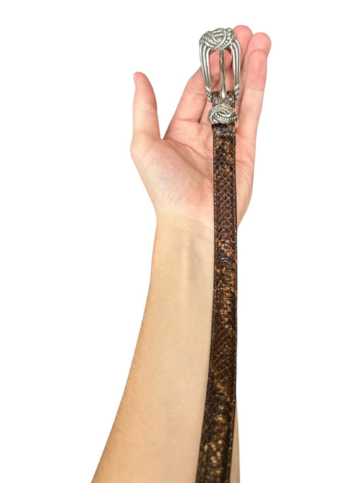 Brighton Brown & Silver Leather Snake Embossed Silver Hardware Belts Brown & Silver / M