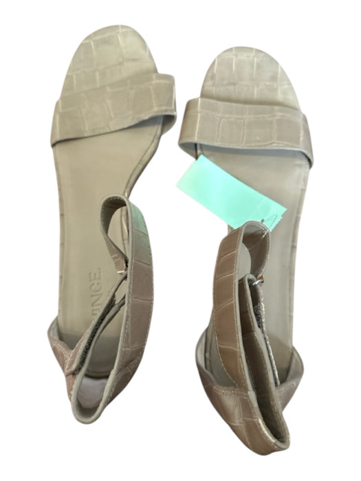 Vince Shoe Size 8.5 Taupe Leather Croc Embossed Block Heel Velcro Sandals Taupe / 8.5