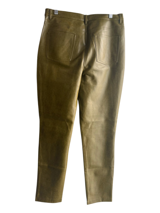 Wilfred Size 14 Green Polyester Pleather Straight Leg High Rise Zip Fly Pants Green / 14