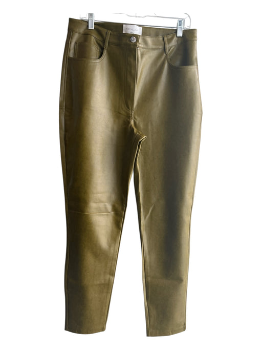 Wilfred Size 14 Green Polyester Pleather Straight Leg High Rise Zip Fly Pants Green / 14