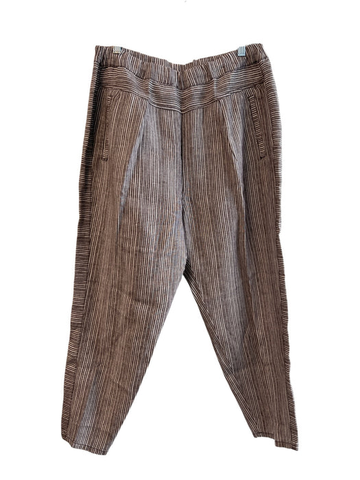 Hei Hei Size M Brown & White Linen Striped Straight Leg High Rise Pants Brown & White / M
