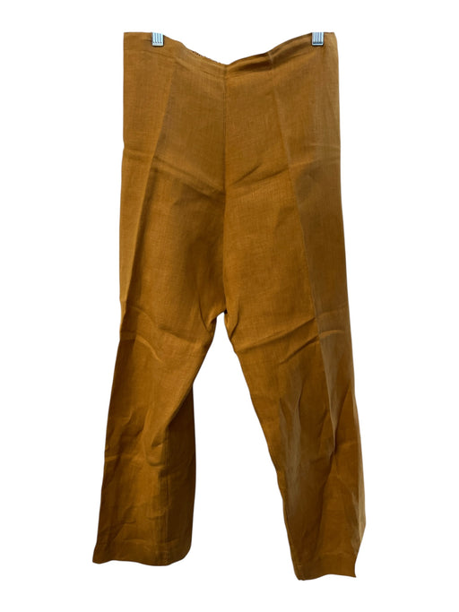 Bryn Walker Size M Burnt Yellow Linen Wide Leg Elastic Waist Seam Detail Pants Burnt Yellow / M