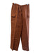 Magaschoni Size M Burnt Brown Linen Drawstring Wide Leg Elastic Waist Pants Burnt Brown / M