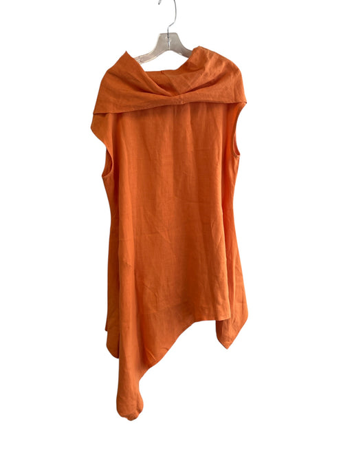 Bryn Walker Size M Orange Linen Drape Knee Length Sleeveless Cowl Neck Dress Orange / M