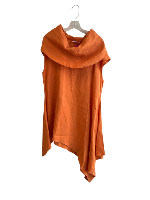 Bryn Walker Size M Orange Linen Drape Knee Length Sleeveless Cowl Neck Dress Orange / M