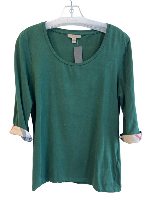 Burberry Brit Size Large Green Cotton Blend Scoop Neck 3/4 Sleeve Top Green / Large