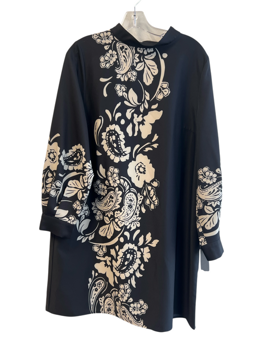 Zara Size XL Black & Cream No Fabric Tag Paisley Print Long Sleeve Dress Black & Cream / XL