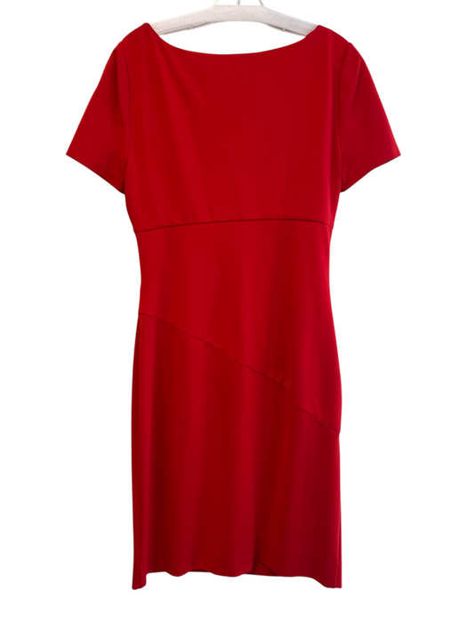 Diane Von Furstenberg Size 14 Red Viscose Blend Short Sleeve Ruched Side Dress Red / 14