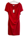 Diane Von Furstenberg Size 14 Red Viscose Blend Short Sleeve Ruched Side Dress Red / 14