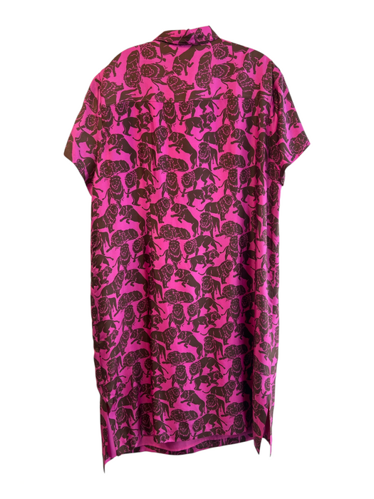 J Crew Collection Size 16 Pink & Brown Silk Lion Face Short Sleeve Dress Pink & Brown / 16