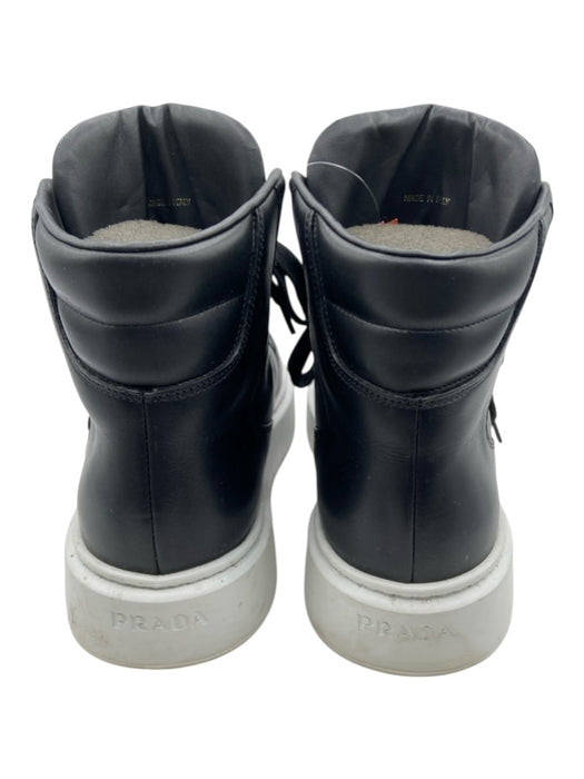 Prada Shoe Size est 9 Black & White Leather High Top Dustbag Inc. Sneakers Black & White / est 9