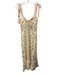 Reformation Size 4 Cream & Pink Print Linen Blend Floral Midi Bow Shoulder Dress Cream & Pink Print / 4
