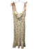 Reformation Size 4 Cream & Pink Print Linen Blend Floral Midi Bow Shoulder Dress Cream & Pink Print / 4