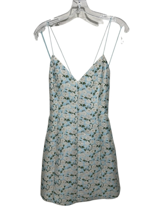 Alice + Olivia Size 10 Blue, White, Green Polyester Sleeveless Floral Mini Dress Blue, White, Green / 10