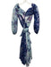 Theia Size 0 Blue & Multi Polyester Floral Sheer Sleeve Surplice Maxi Dress Blue & Multi / 0