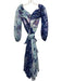 Theia Size 0 Blue & Multi Polyester Floral Sheer Sleeve Surplice Maxi Dress Blue & Multi / 0