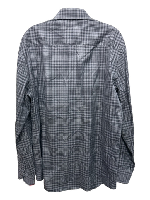 Bugatchi Size Est L Gray Cotton Plaid Button Up Men's Long Sleeve Shirt Gray / Est L