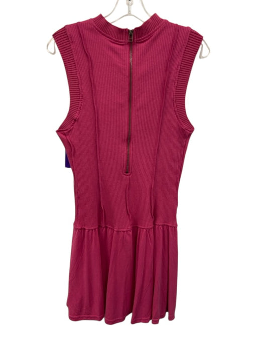 Daily Practice Size S Magenta Pink Cotton Ribbed Sleeveless Seam Detail Dress Magenta Pink / S
