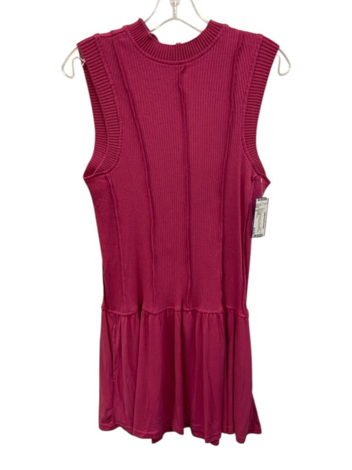 Daily Practice Size S Magenta Pink Cotton Ribbed Sleeveless Seam Detail Dress Magenta Pink / S