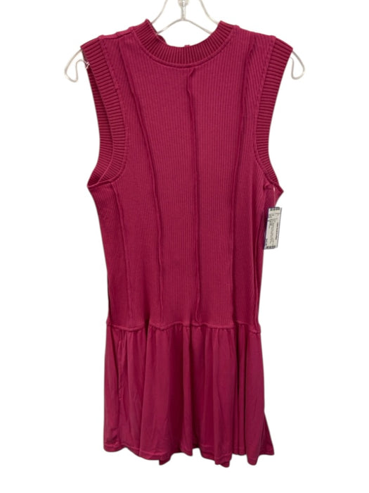 Daily Practice Size S Magenta Pink Cotton Ribbed Sleeveless Seam Detail Dress Magenta Pink / S