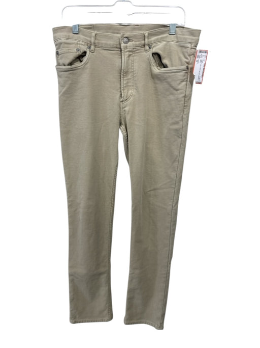 Faherty Size 33 Beige Cotton Solid Zip Fly Men's Pants Beige / 33