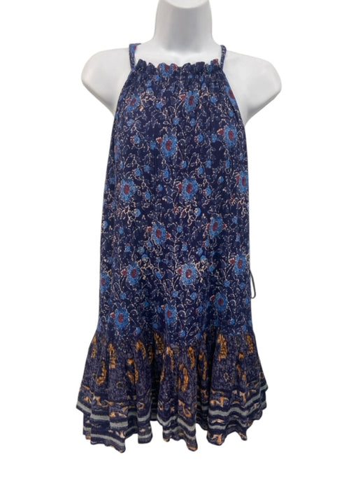 Free People Size S Navy, Blue, Purple Cotton Sleeveless Floral high neck Dress Navy, Blue, Purple / S